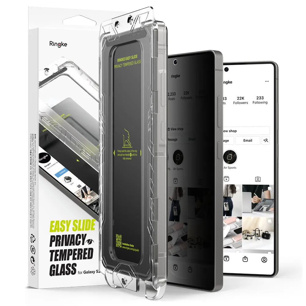 Pellicola Protettiva Schermo Privacy Ringke Easy Slide per Samsung Galaxy S25 Ultra S938, Vetro Temperato, Full Glue, Set 2 pezzi - immagine 1