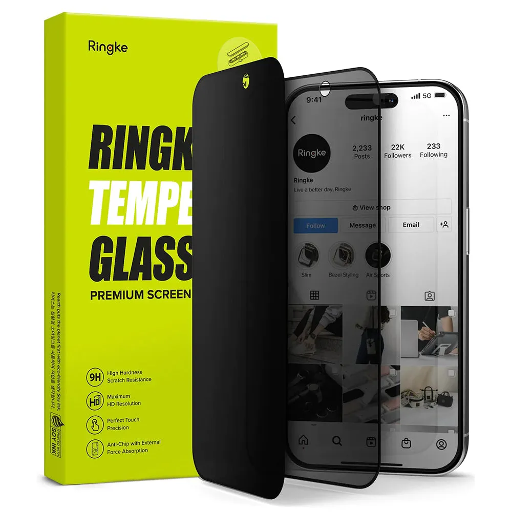 Pellicola Protettiva Privacy Ringke per Apple iPhone 15 Pro Max, Vetro Temperato, Full Glue - immagine 1