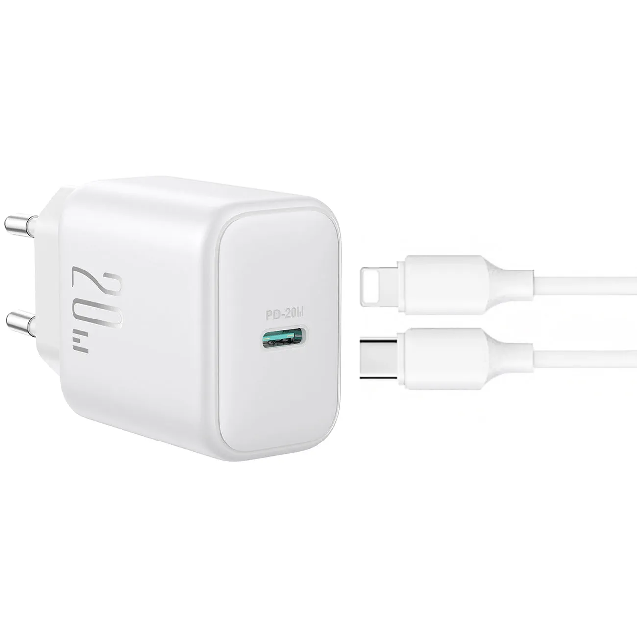 Caricabatterie da rete con cavo Lightning Joyroom JR-TCF20, 20W, 3A, 1 x USB-C, Bianco - immagine 1