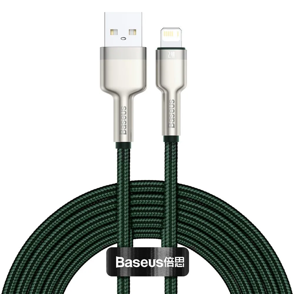Cavo Dati e Ricarica USB-A - Lightning Baseus Cafule Metal Series, 18W, 2m, Verde CALJK-B06 - immagine 1