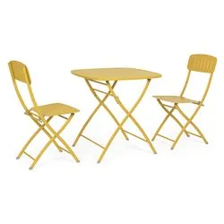 Set tavolo e sedie acciaio YVONNE 2 posti Ocra 0803569 - immagine 1