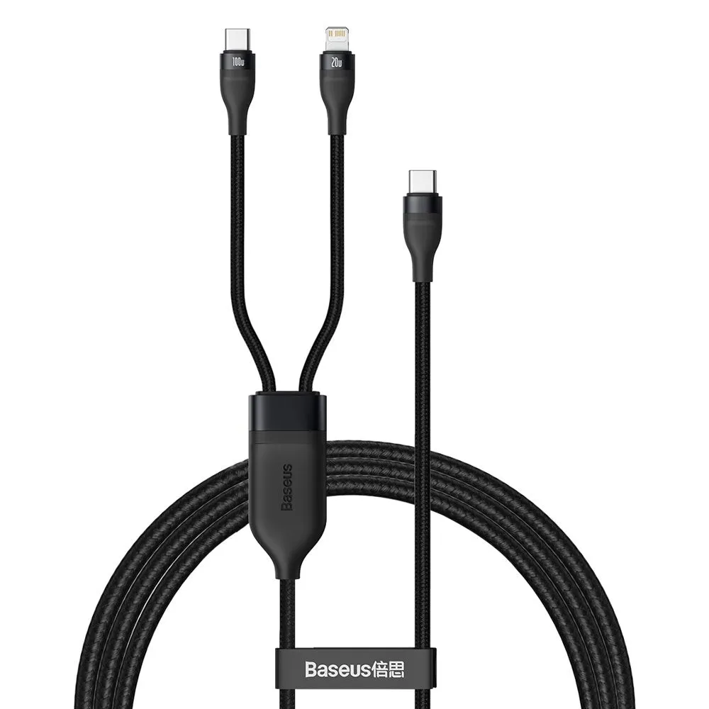 Cavo Dati e Ricarica USB-C - Lightning / USB-C Baseus Flash Series 2in1, 100W, 1.2m, Nero CA1T2-F01 - immagine 1
