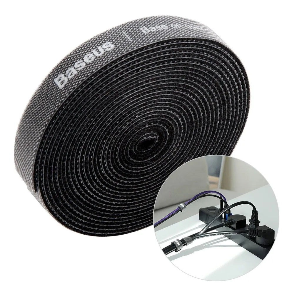 Organizzatore Cavi Baseus Circle, Velcro, 3m, Nero ACMGT-F01 - immagine 1