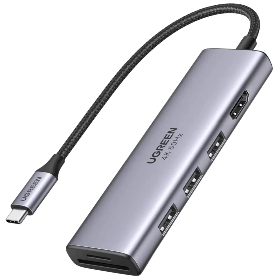 Hub USB-C UGREEN CM511 (60383), 3 x USB-A 3.2 - 1 x HDMI - 1 x SD - 1 x microSD, Grigio - immagine 1
