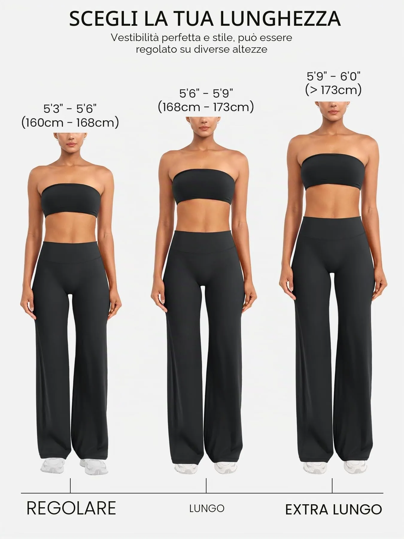 ZAAYO Leggings dritti da donna, senza cuciture, svasati, pantaloni da yoga, da palestra, Nero , S extra lungo - immagine 4