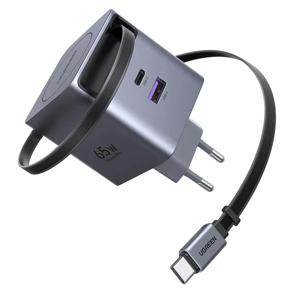 Caricabatterie da Rete con Cavo USB-C UGREEN X615, 65W, 3A, 1 x USB-A - 1 x USB-C, Grigio - immagine 1