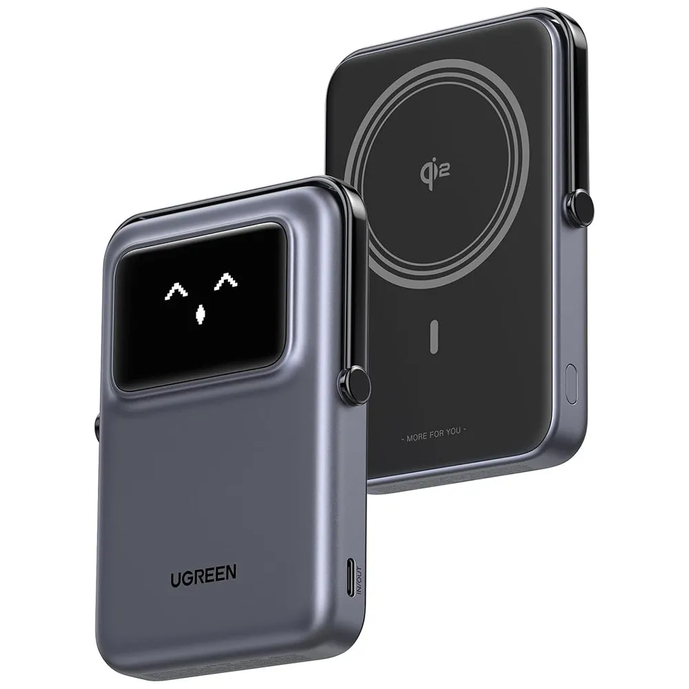 Batteria Esterna Wireless UGREEN PB764 Uno, 10000mAh, 20W, PD + FQI, 1 x QI - 1 x USB-C, Grigio - immagine 1