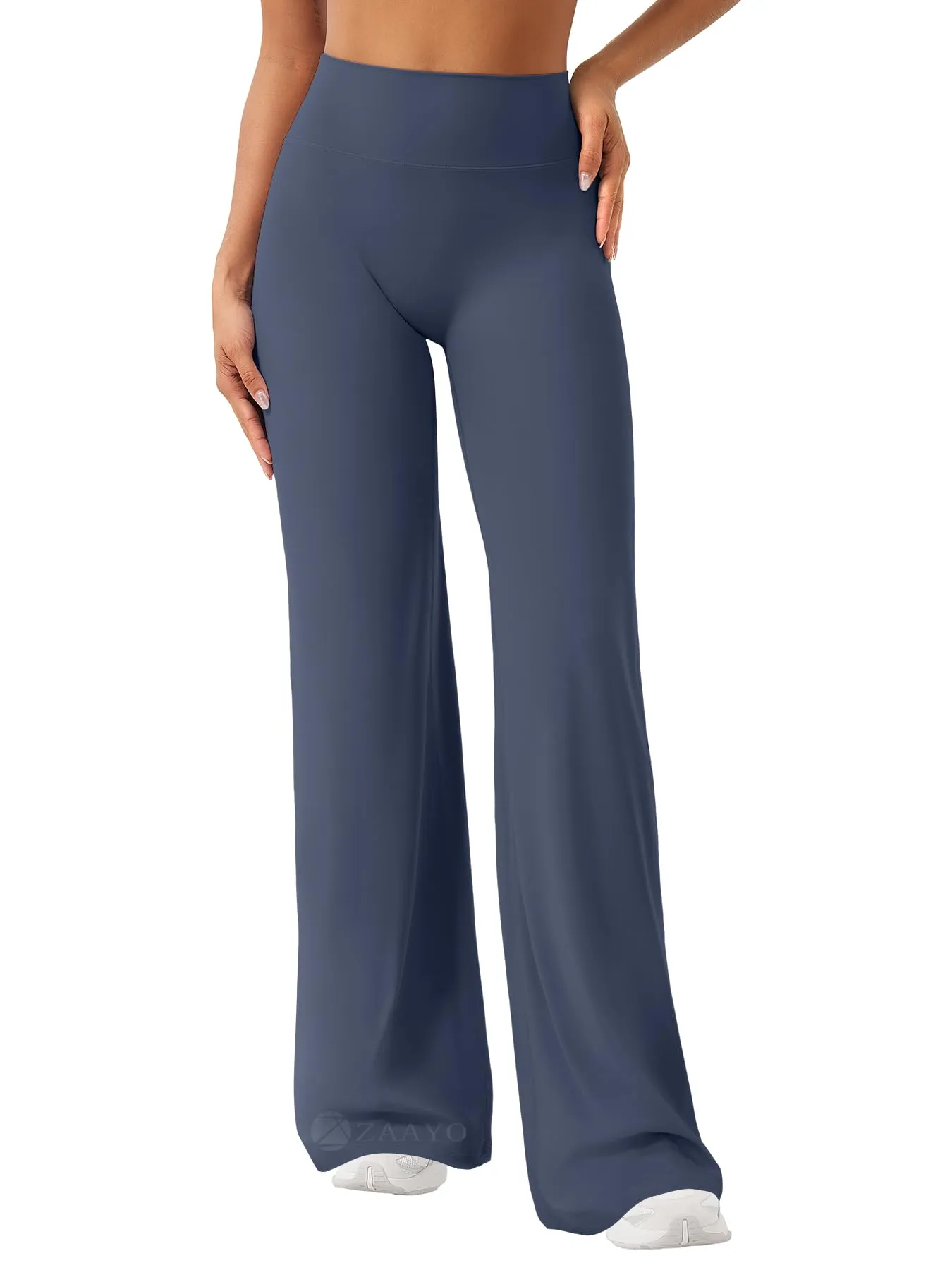 ZAAYO Leggings dritti senza cuciture da donna a vita alta svasati Pantaloni da yoga Pantaloni da yoga Pantaloni svasati da donna Pantaloni svasati Regular / Lungo / Extra lungo, Blu marino, XS Extra - immagine 1