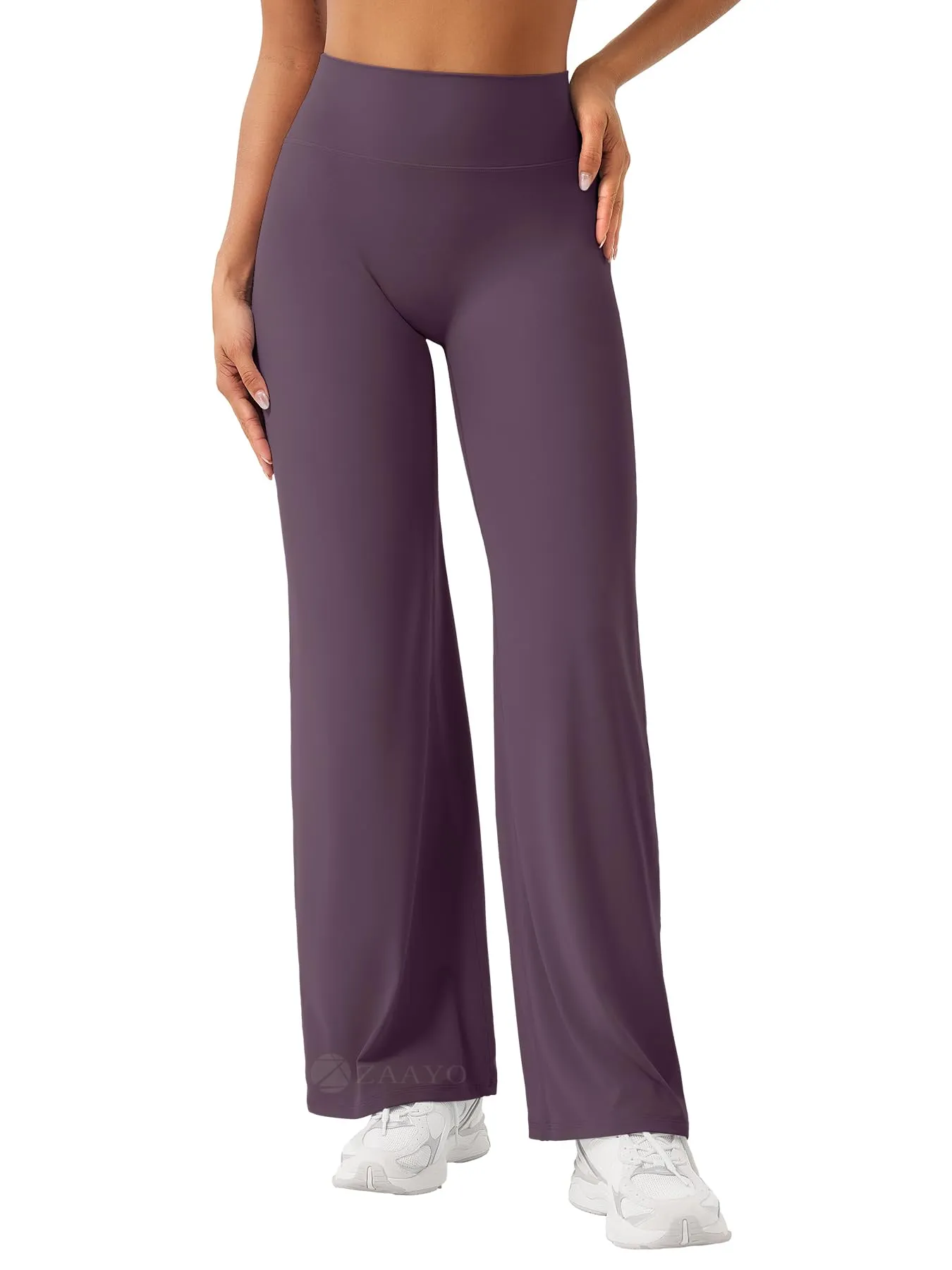 ZAAYO Leggings senza cuciture da donna a vita alta, leggings dritti a zampa d'elefante, leggings da yoga, leggings sportivi, leggings da palestra, pantaloni da yoga - regolari/lunghi/extra lunghi, M - immagine 1