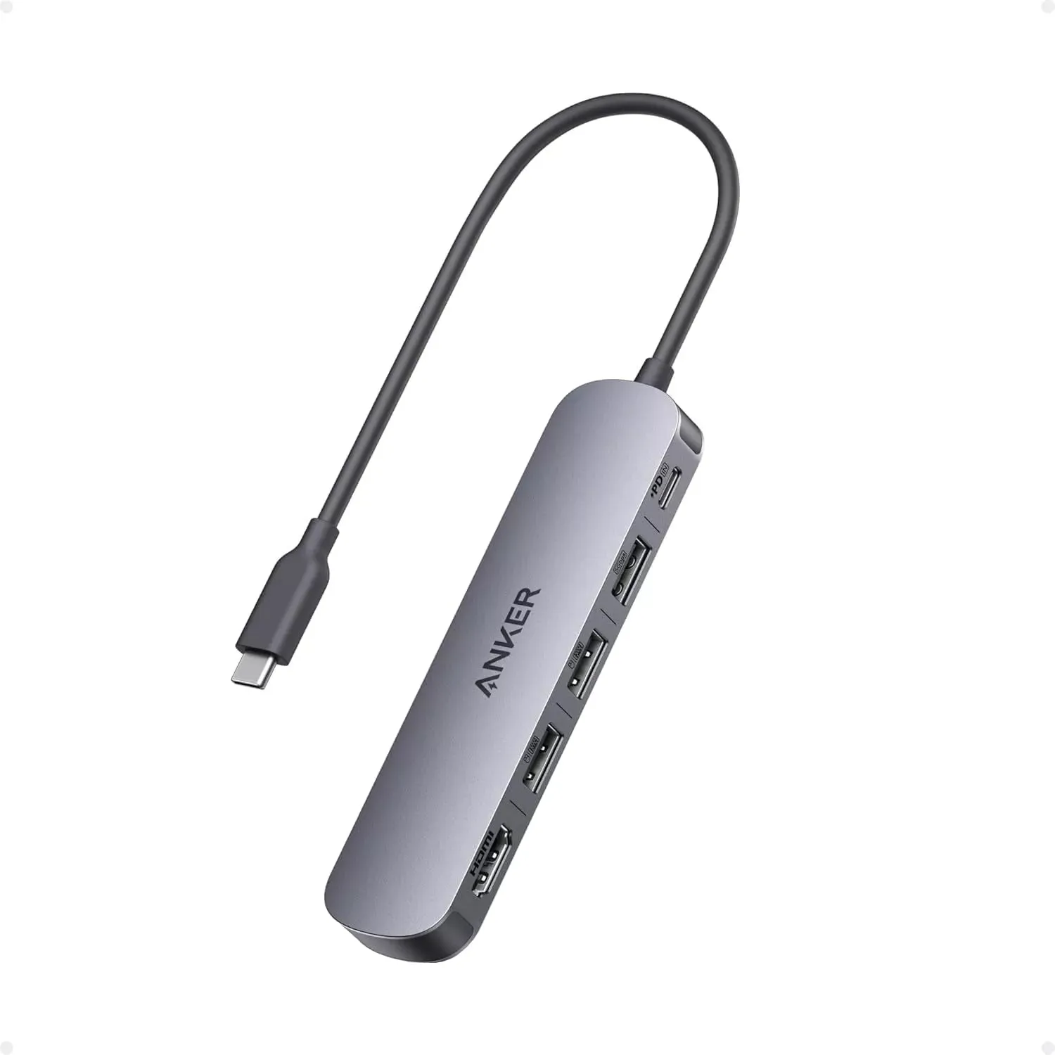 Hub USB-C Anker, 2 x USB-A - 1 x USB-A 3.0 - 1 x USB-C - 1 x HDMI, Grigio A8357HA0 - immagine 1