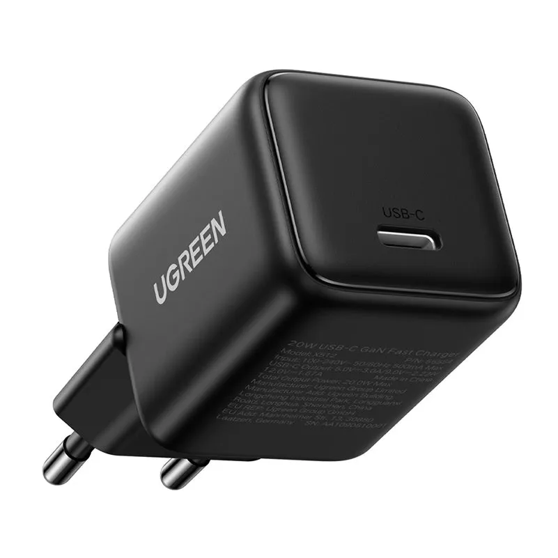 Caricabatterie Rete UGREEN X512, 20W, 3A, 1 x USB-C, Nero - immagine 1