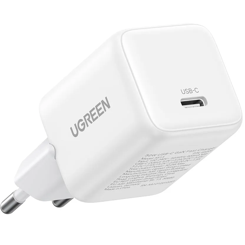 Caricabatterie Rete UGREEN X513, 30W, 3A, 1 x USB-C, Bianco - immagine 1