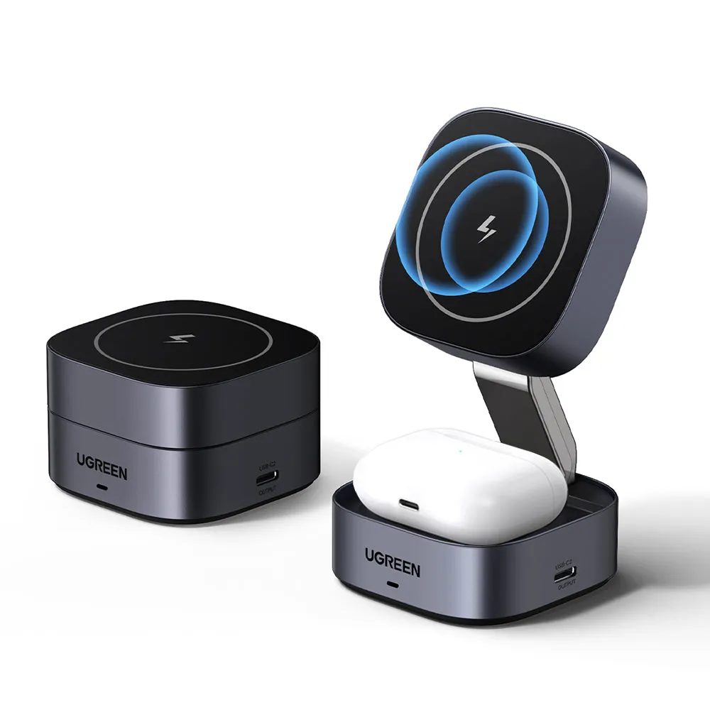 Caricabatterie Wireless UGREEN W526 3in1, 20W, 1.67A, 1 x USB-C, Nero - immagine 1