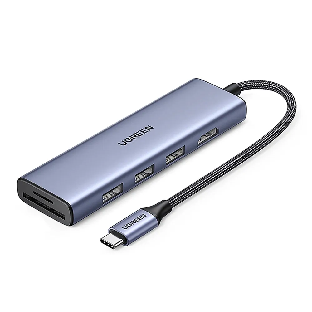 Hub USB-C UGREEN CM511 (20956A), 3 x USB-A 3.0 - 1 x HDMI - 1 x SD - 1 x microSD, Grigio - immagine 1