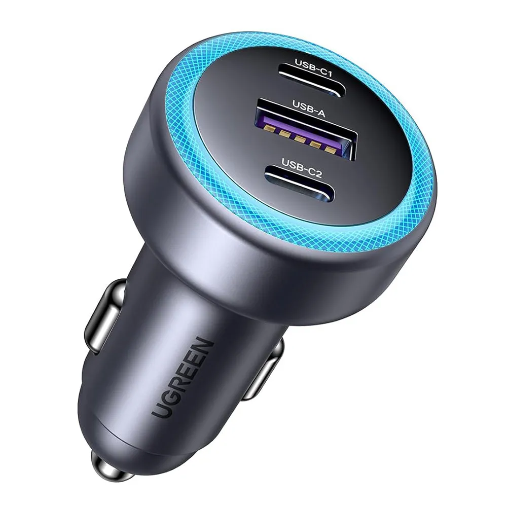 Caricabatterie Auto UGREEN EC307, 30W, 3A, 1 x USB-A - 2 x USB-C, Grigio - immagine 1