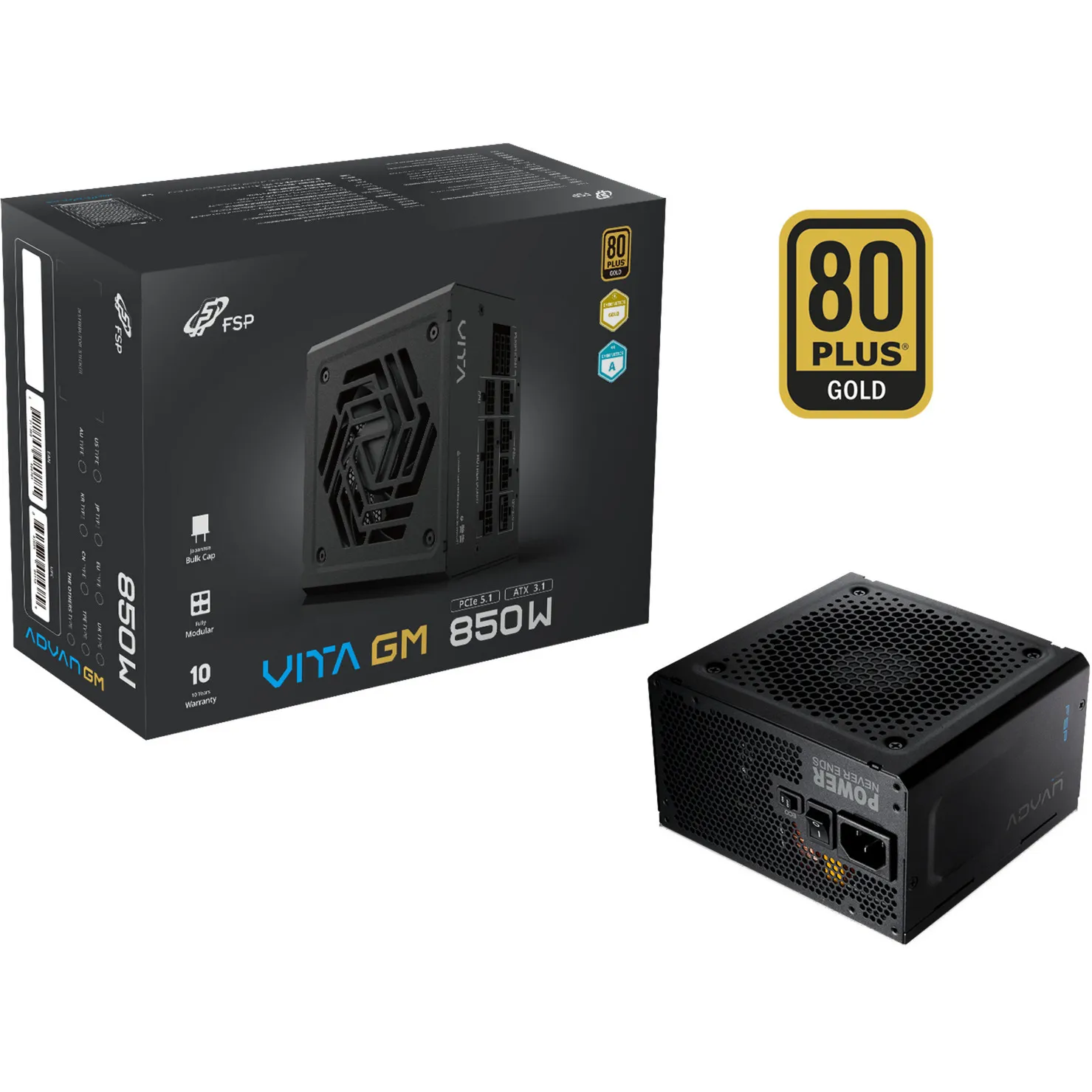 ADVAN-850GM alimentatore per computer 850 W 20+4 pin ATX ATX Nero, Alimentatore PC - immagine 1