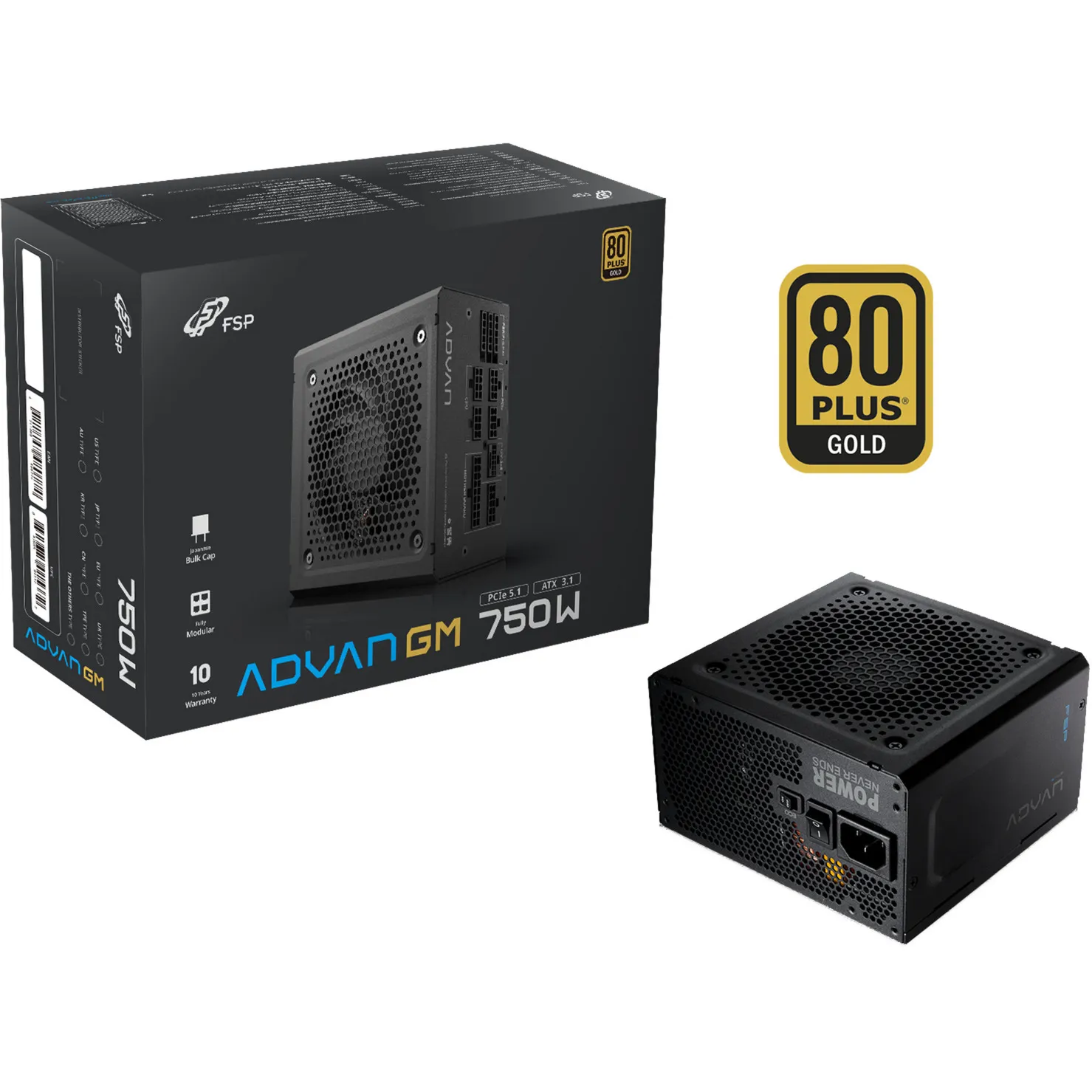 ADVAN-750GM alimentatore per computer 750 W 20+4 pin ATX ATX Nero, Alimentatore PC - immagine 1