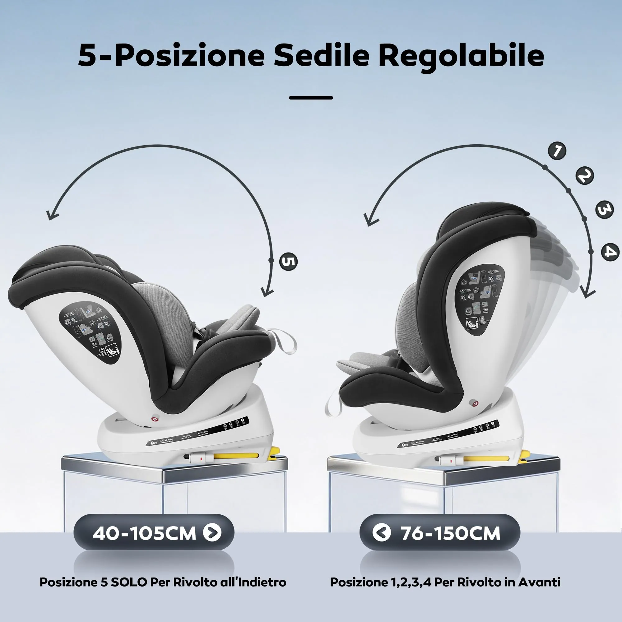 Miophy 360 Girevole I-size Seggiolino Auto Isofix, 40-150 cm, 0-12 anni - immagine 3