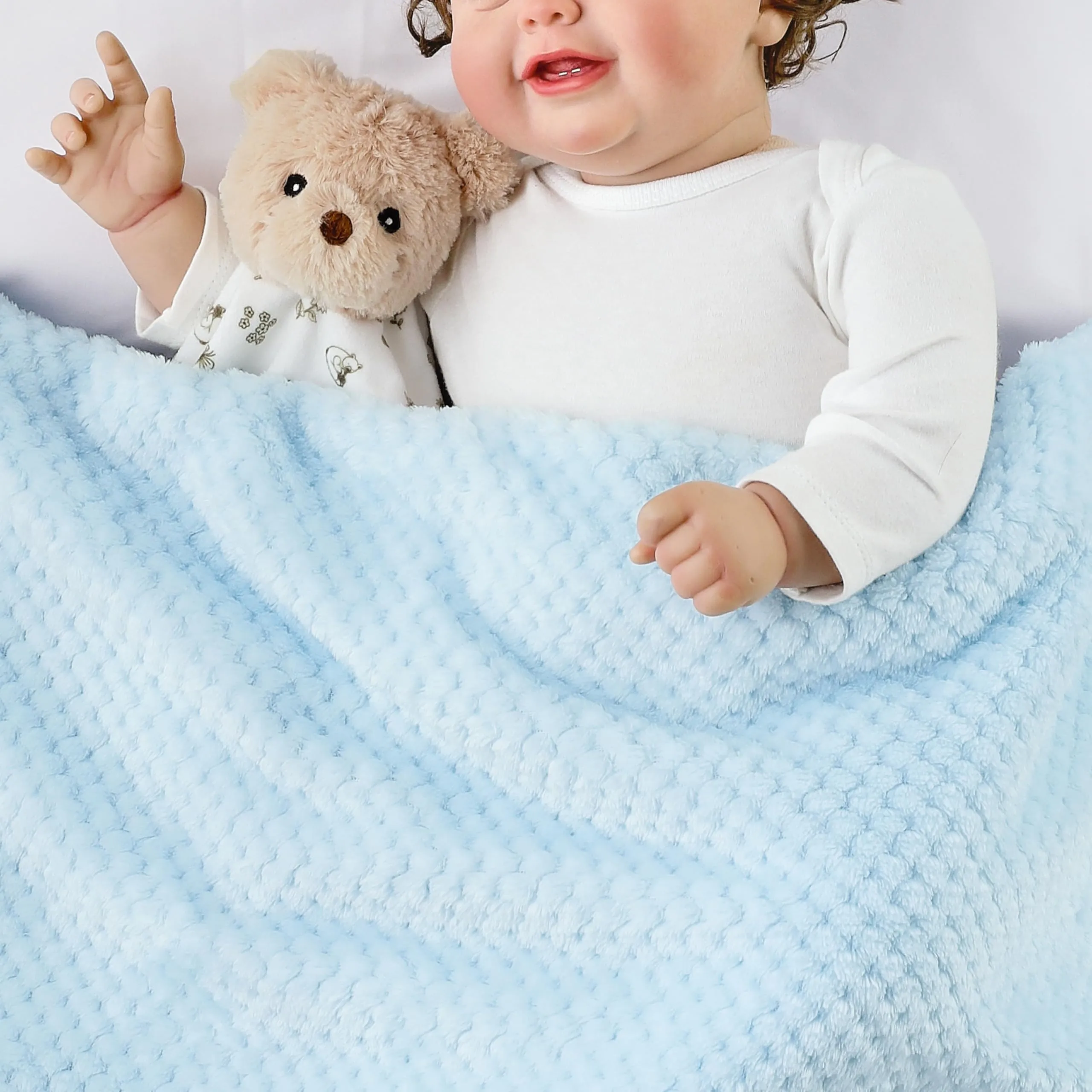 CREVENT Morbida coperta in pile per neonati, morbido peluche orso per ragazze e ragazzi, coperta per coccole, idea regalo di compleanno - immagine 3