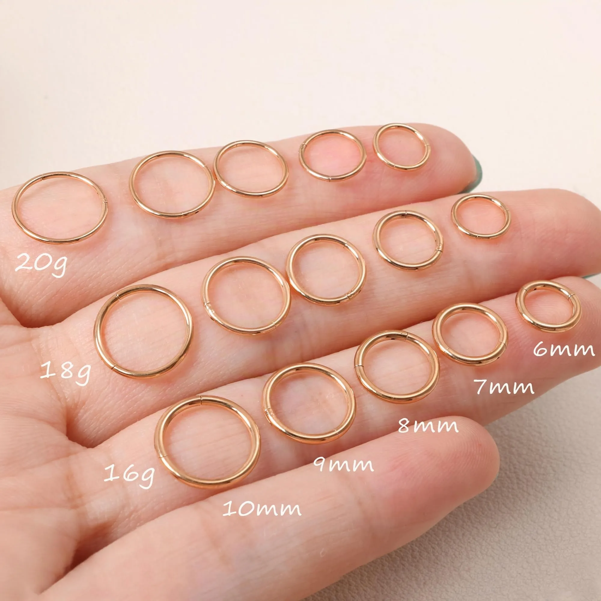 Anello da naso in oro e argento, sottile, in titanio, per uomo e donna, 20 g, 18 g, 16 g, per setto trago, conch, per labbra, naso, anelli da 6 mm/7 mm/8 mm/9 mm/10 mm, 8 mm, Titanio, Nessuna pietra - immagine 2
