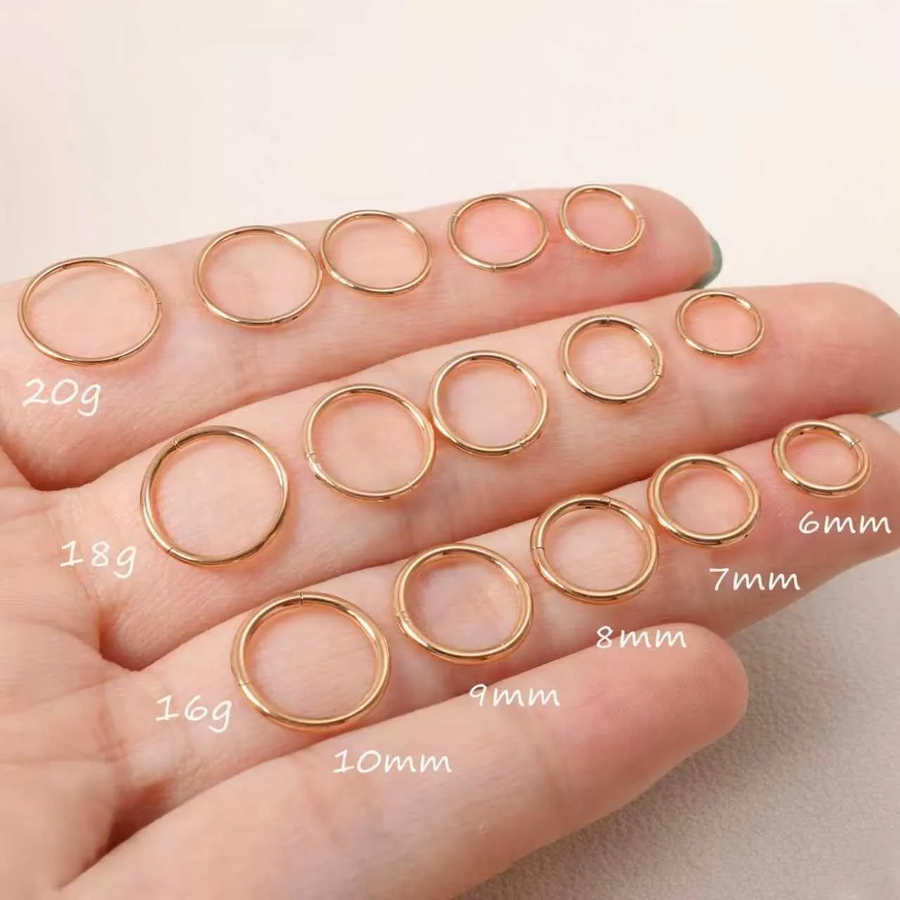 Anello da naso in oro e argento, sottile, in titanio, per uomo e donna, 20 g, 18 g, 16 g, per setto trago, conch, per labbra, naso, anelli da 6 mm/7 mm/8 mm/9 mm/10 mm, 8 mm, Titanio, Nessuna pietra - immagine 2