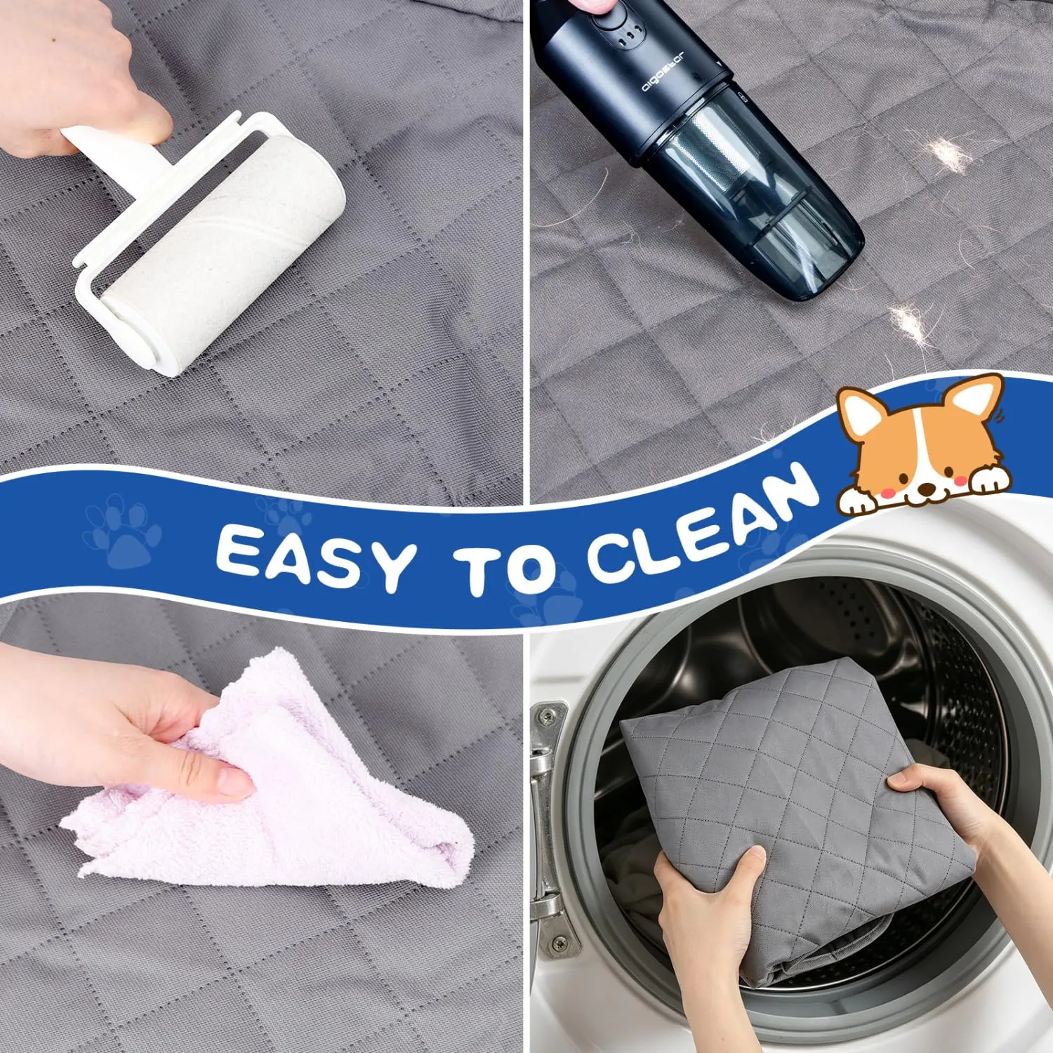 Nobleza Telo Auto per Cani 137×121 CM, Coprisedile Auto per Cani Compatibile con Braccioli, Impermeabile Antigraffiato e Antiscivolo, Coprisedile Posteriore Auto Universale, Grigio - immagine 6