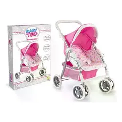 Passeggino giocattolo schienale regolabile (45x65cm) BABY TEO Rosa 74336 - immagine 1