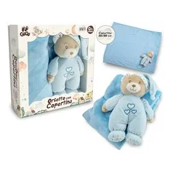 Peluche Il mio primo Orsetto con copertina GOGO Azzurro 39600 - immagine 1