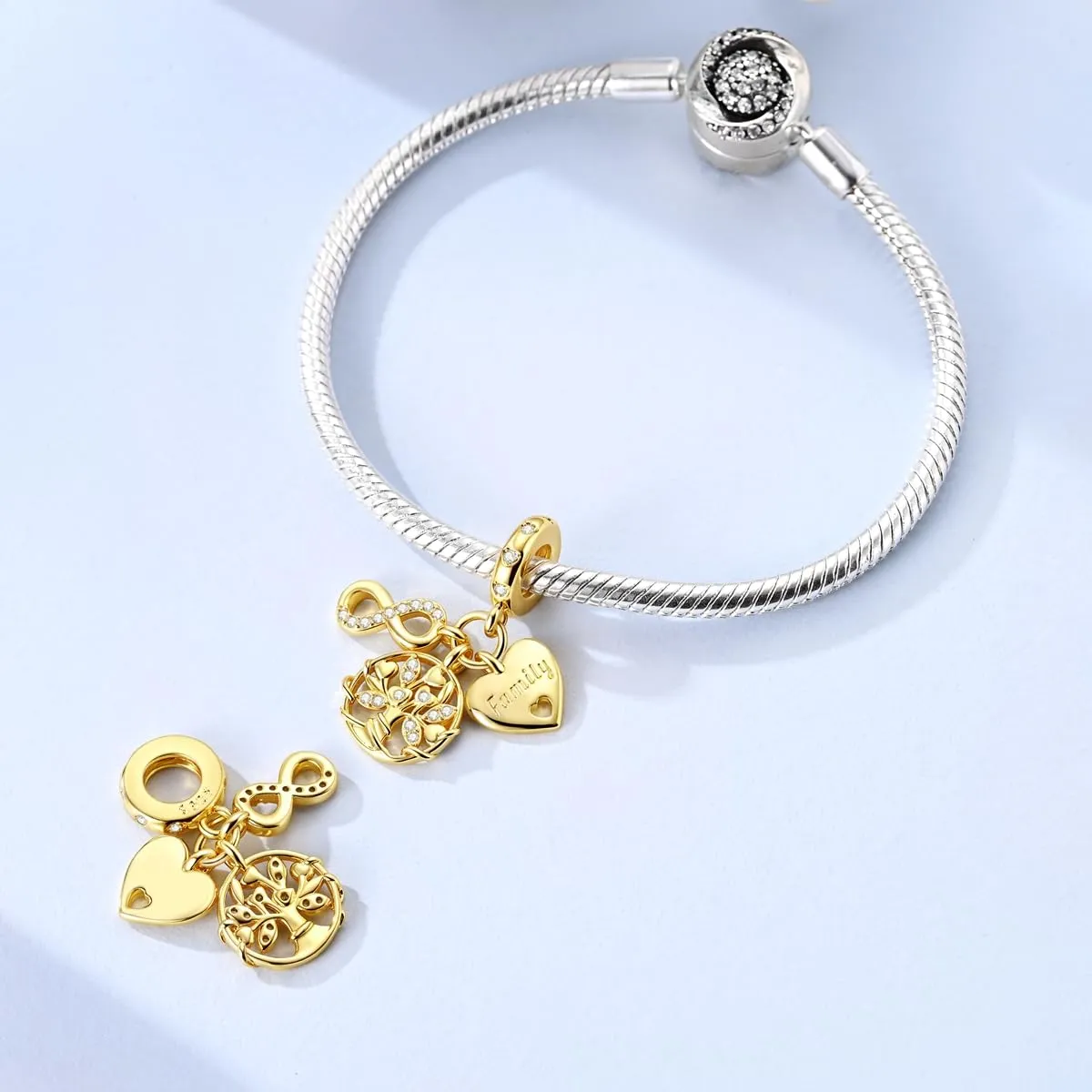 QIKAOLA Ciondolo Bead Charm Perline in argento sterling S925 per bracciali e collane europee per donne - immagine 4
