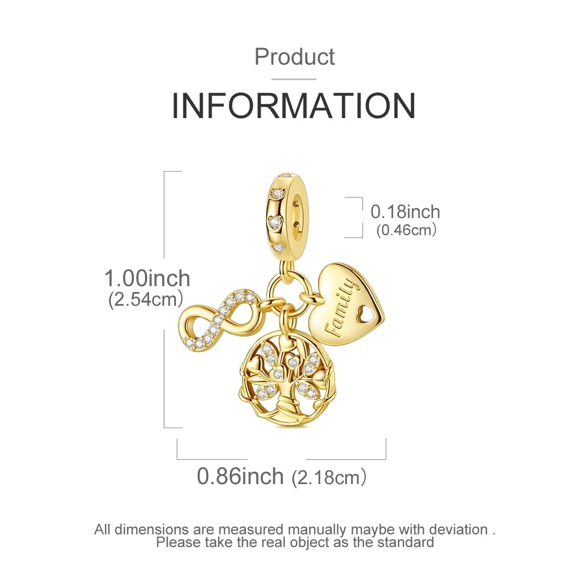 QIKAOLA Ciondolo Bead Charm Perline in argento sterling S925 per bracciali e collane europee per donne - immagine 5