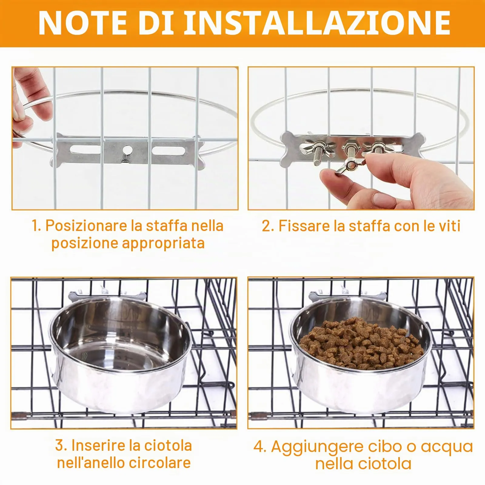 Ciotola per Cani da Appendere in Acciaio Inox Rimovibile e Facile da Pulire - immagine 4