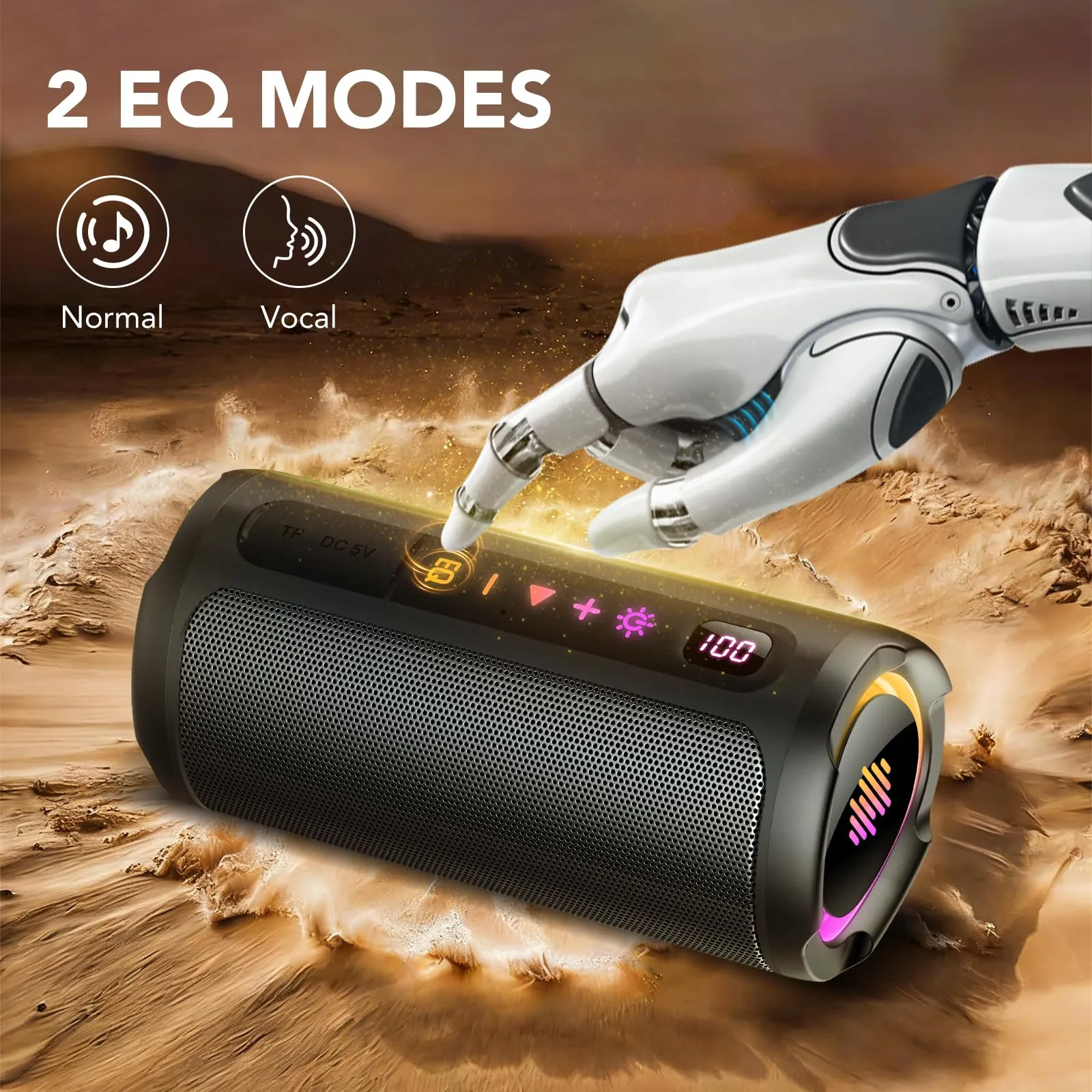 Cassa Bluetooth 5.4 Potente 20W, Doppio Driver Basso, 20H Autonomia, Casse Bluetooth Portatile con 2 EQ Modalità+Display Digitale, 7 RGB, TF, Accoppiamento TWS, Altoparlante Bluetooth da Esterno Feste - immagine 4