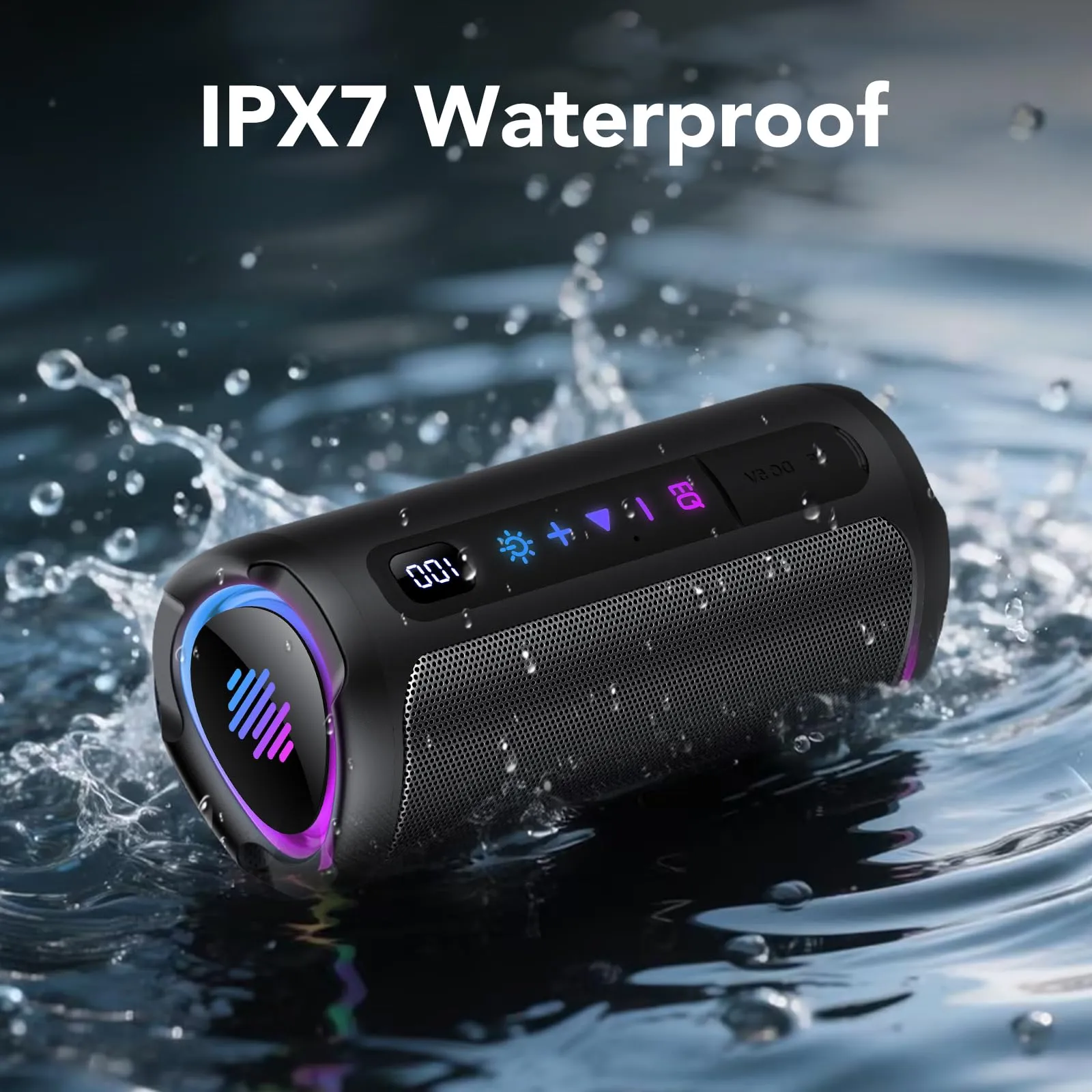 Cassa Bluetooth 5.4 Potente 20W, Doppio Driver Basso, 20H Autonomia, Casse Bluetooth Portatile con 2 EQ Modalità+Display Digitale, 7 RGB, TF, Accoppiamento TWS, Altoparlante Bluetooth da Esterno Feste - immagine 8