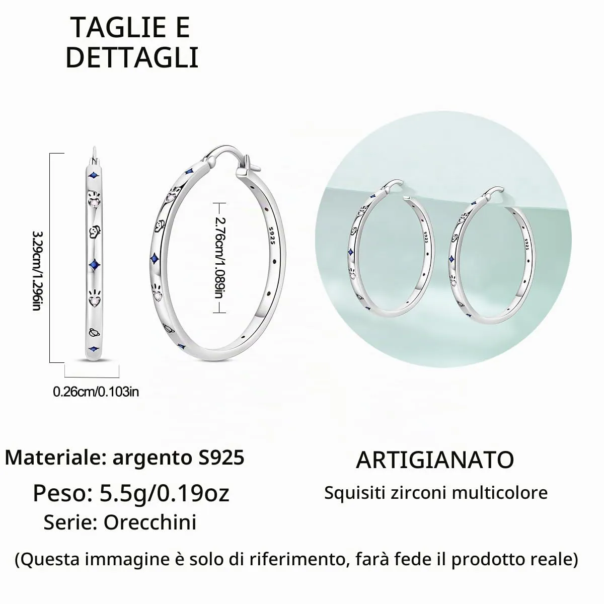 QIKAOLA S925 Orecchini in argento da donna Orecchini a cerchio ipoallergenici Orecchini Huggie con zirconia cubica - immagine 5