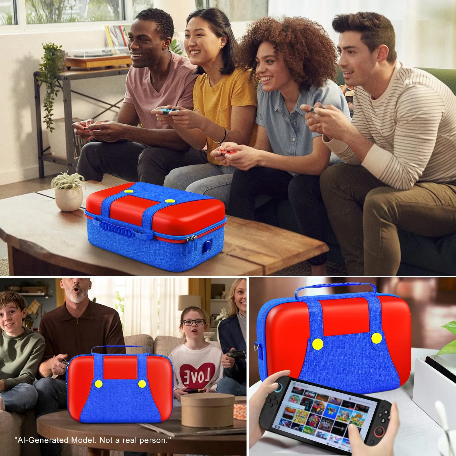 iVoler Custodia di Trasporto compatibile con Nintendo Switch/Nintendo Switch 2, Case da Viaggio Rigido Deluxe per Console Switch e Altri Accessori (Rosso+Blu, Switch 2, Standard) - immagine 5