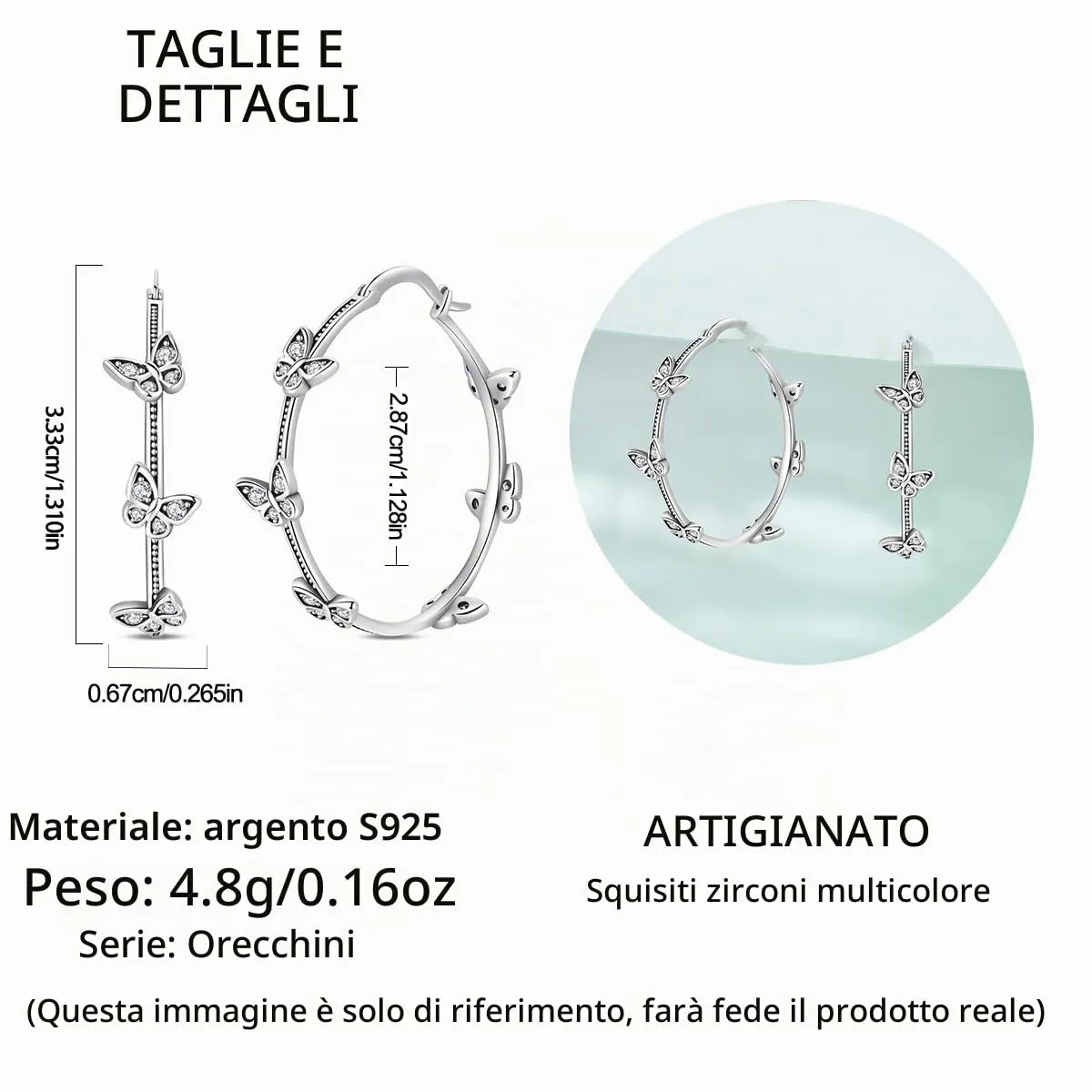 QIKAOLA S925 Orecchini in argento da donna Orecchini a cerchio ipoallergenici Orecchini Huggie con zirconia cubica - immagine 5