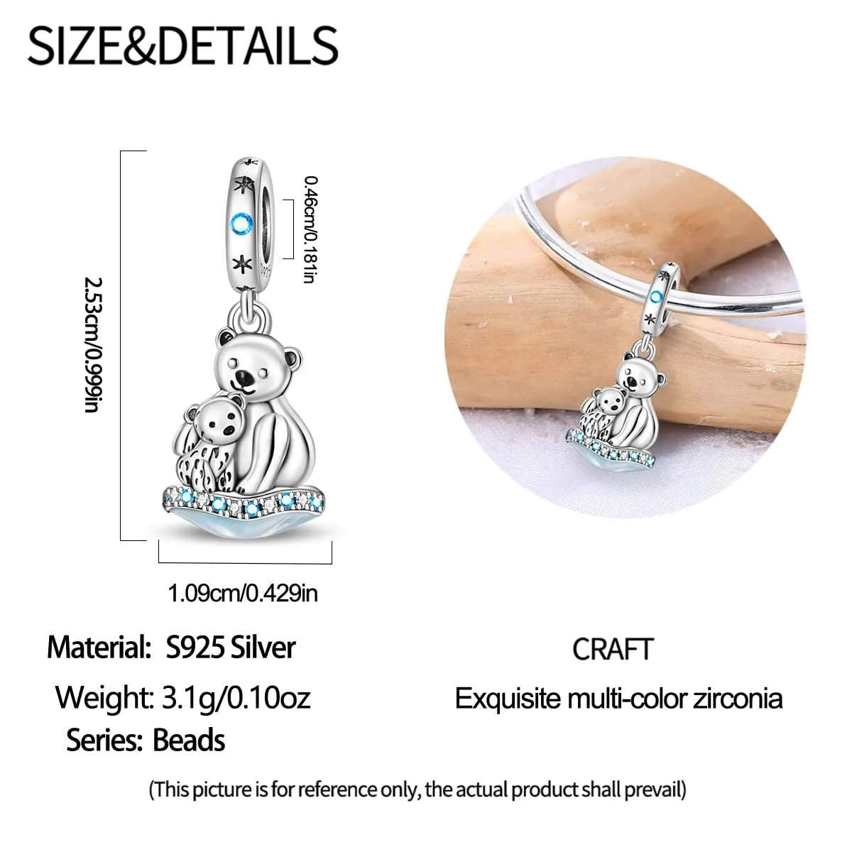 QIKAOLA Ciondolo Bead Charm Perline in argento sterling S925 per bracciali e collane europee per donne - immagine 5