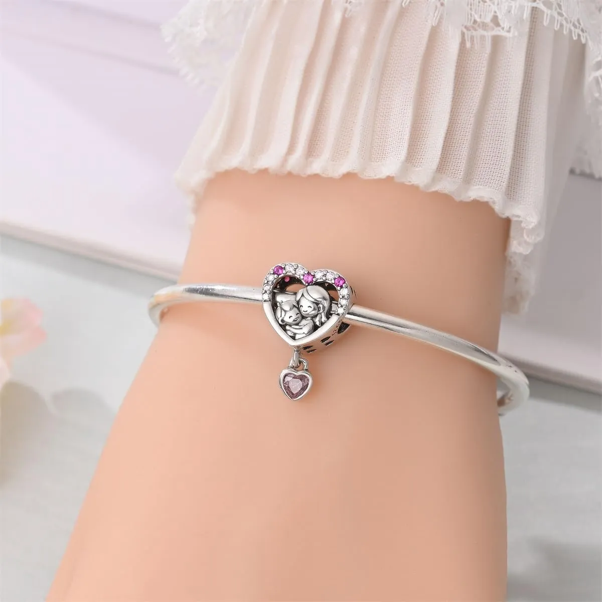 QIKAOLA Ciondolo Bead Charm Perline in argento sterling S925 per bracciali e collane europee per donne - immagine 2