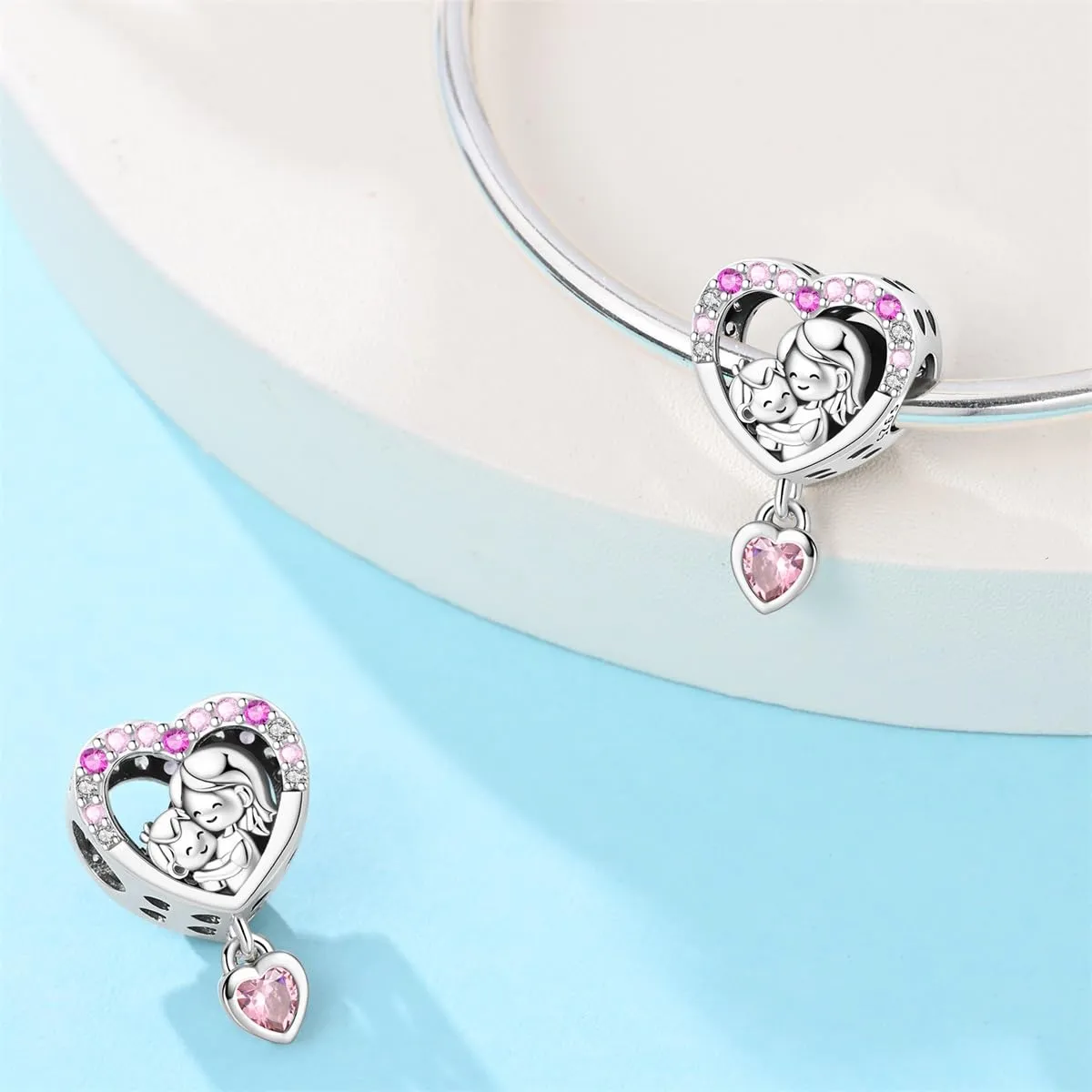 QIKAOLA Ciondolo Bead Charm Perline in argento sterling S925 per bracciali e collane europee per donne - immagine 3
