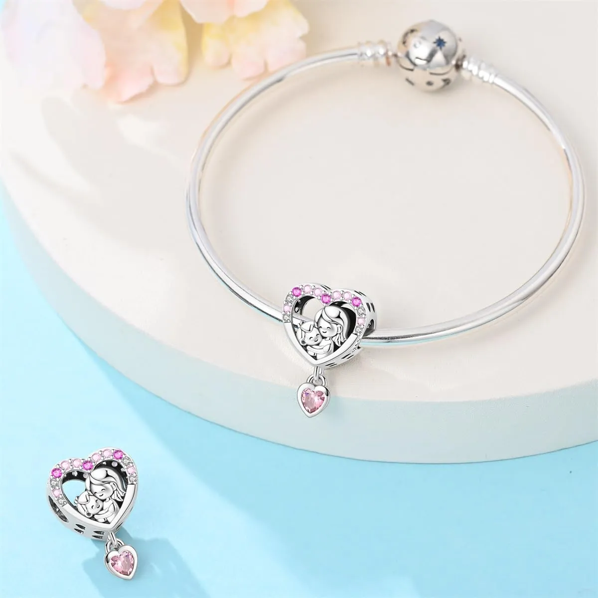 QIKAOLA Ciondolo Bead Charm Perline in argento sterling S925 per bracciali e collane europee per donne - immagine 4