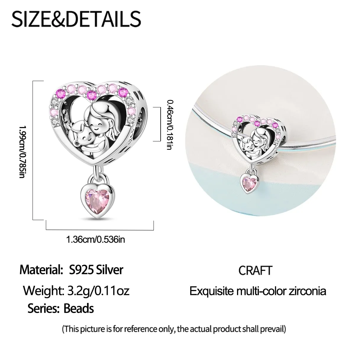 QIKAOLA Ciondolo Bead Charm Perline in argento sterling S925 per bracciali e collane europee per donne - immagine 5