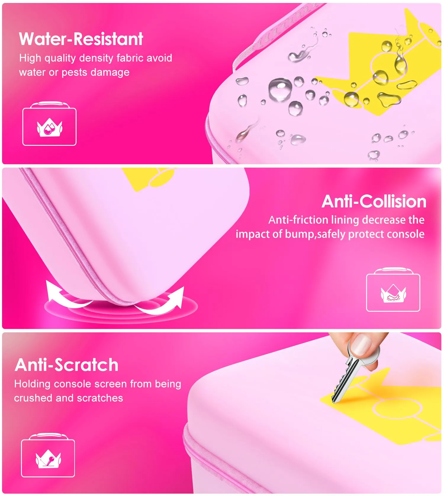 iVoler Custodia di Trasporto compatibile con Nintendo Switch/Nintendo Switch 2, Case da Viaggio Rigido Deluxe per Console Switch e Altri Accessori (Rosa, Switch 2, Standard) - immagine 6