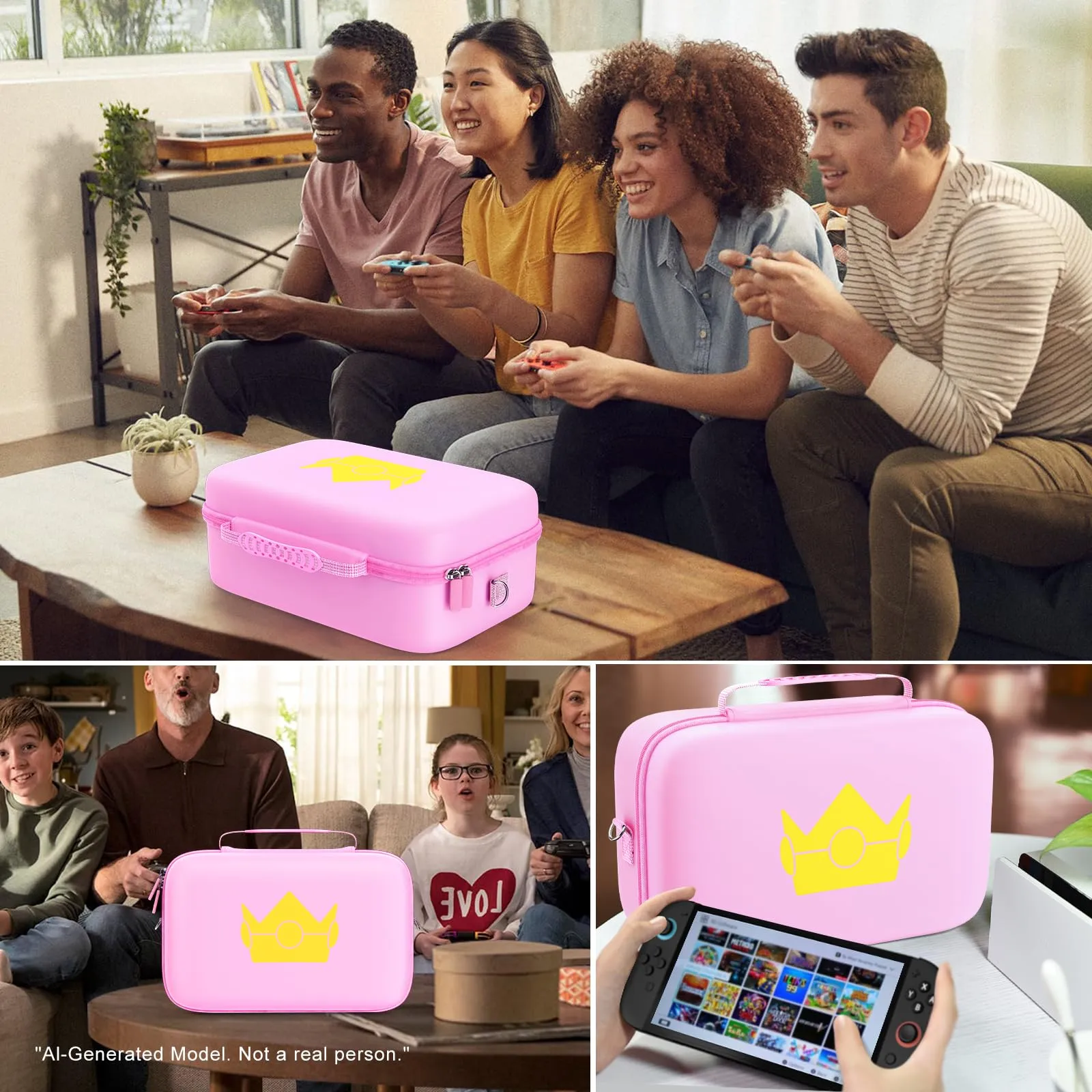 iVoler Custodia di Trasporto compatibile con Nintendo Switch/Nintendo Switch 2, Case da Viaggio Rigido Deluxe per Console Switch e Altri Accessori (Rosa, Switch 2, Standard) - immagine 7
