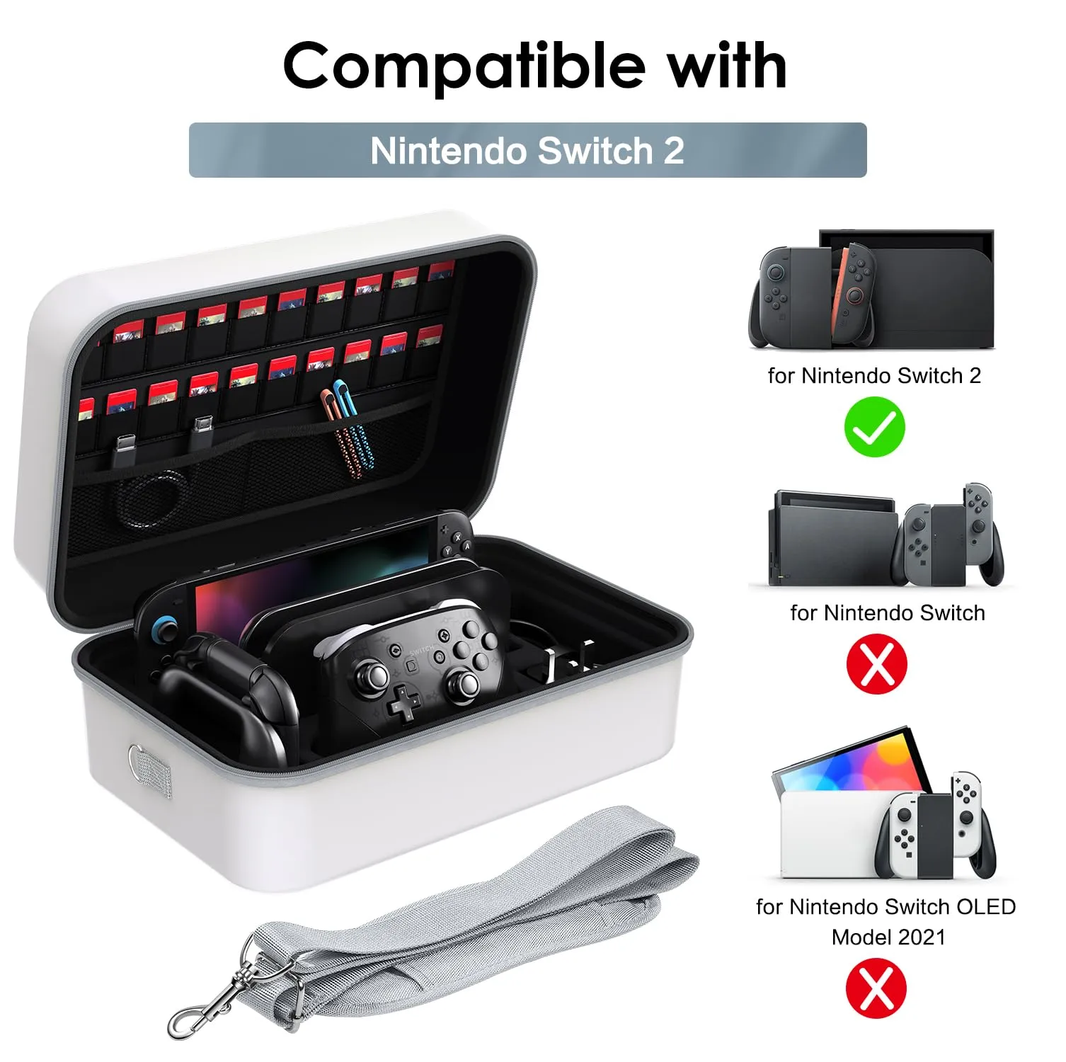 iVoler Custodia di Trasporto compatibile con Nintendo Switch/Nintendo Switch 2, Case da Viaggio Rigido Deluxe per Console Switch e Altri Accessori (RetroShell DMG, Switch 2, Standard) - immagine 2