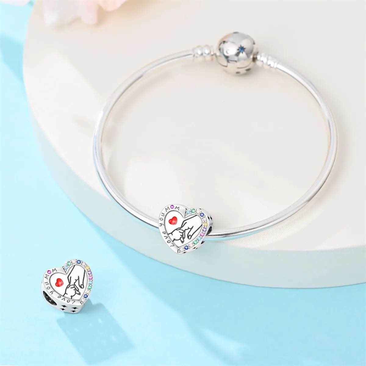 QIKAOLA Ciondolo Bead Charm Perline in argento sterling S925 per bracciali e collane europee per donne - immagine 4