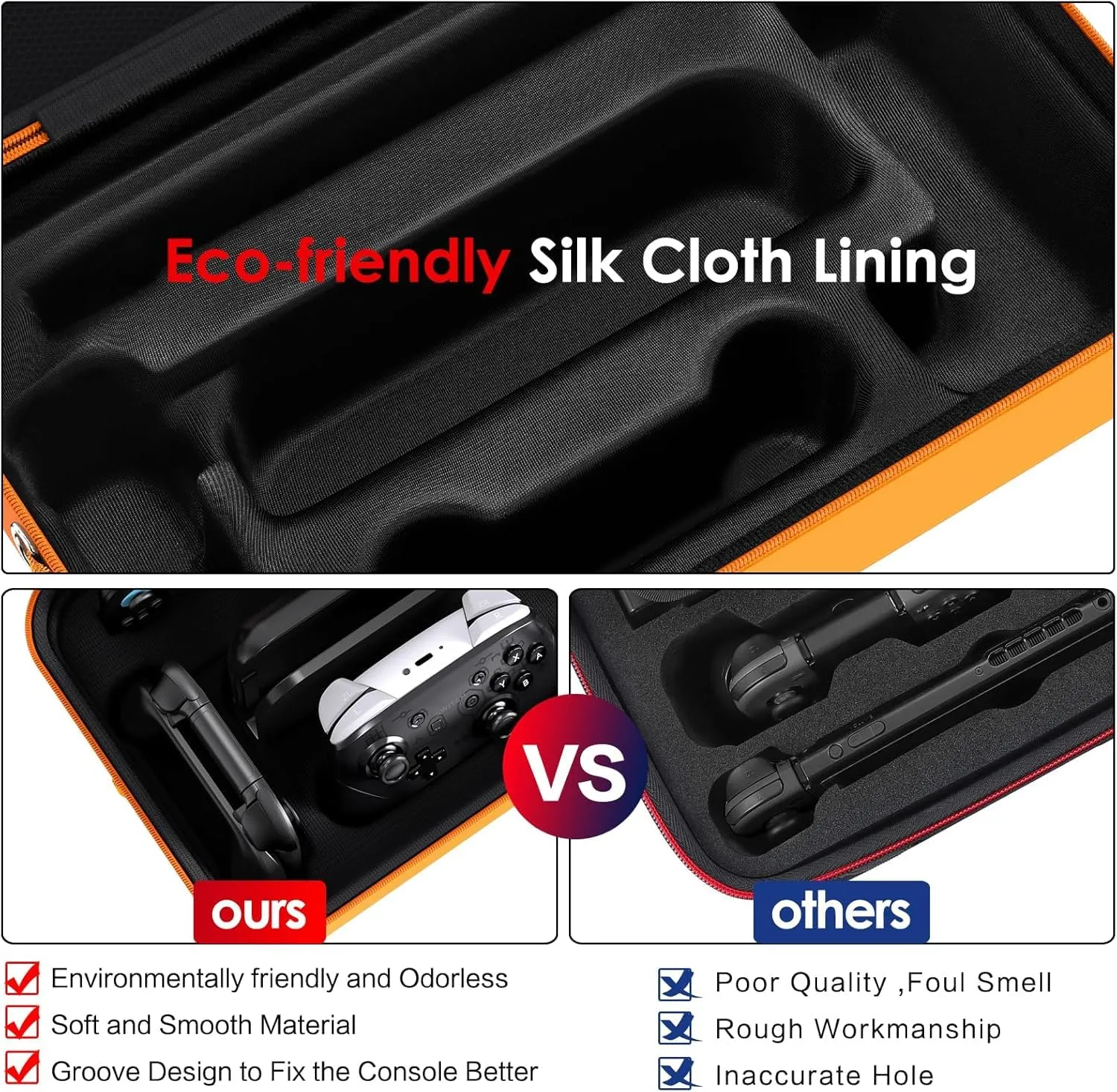 iVoler Custodia di Trasporto compatibile con Nintendo Switch/Nintendo Switch 2, Case da Viaggio Rigido Deluxe per Console Switch e Altri Accessori (Arancio, Switch 2, Standard) - immagine 5