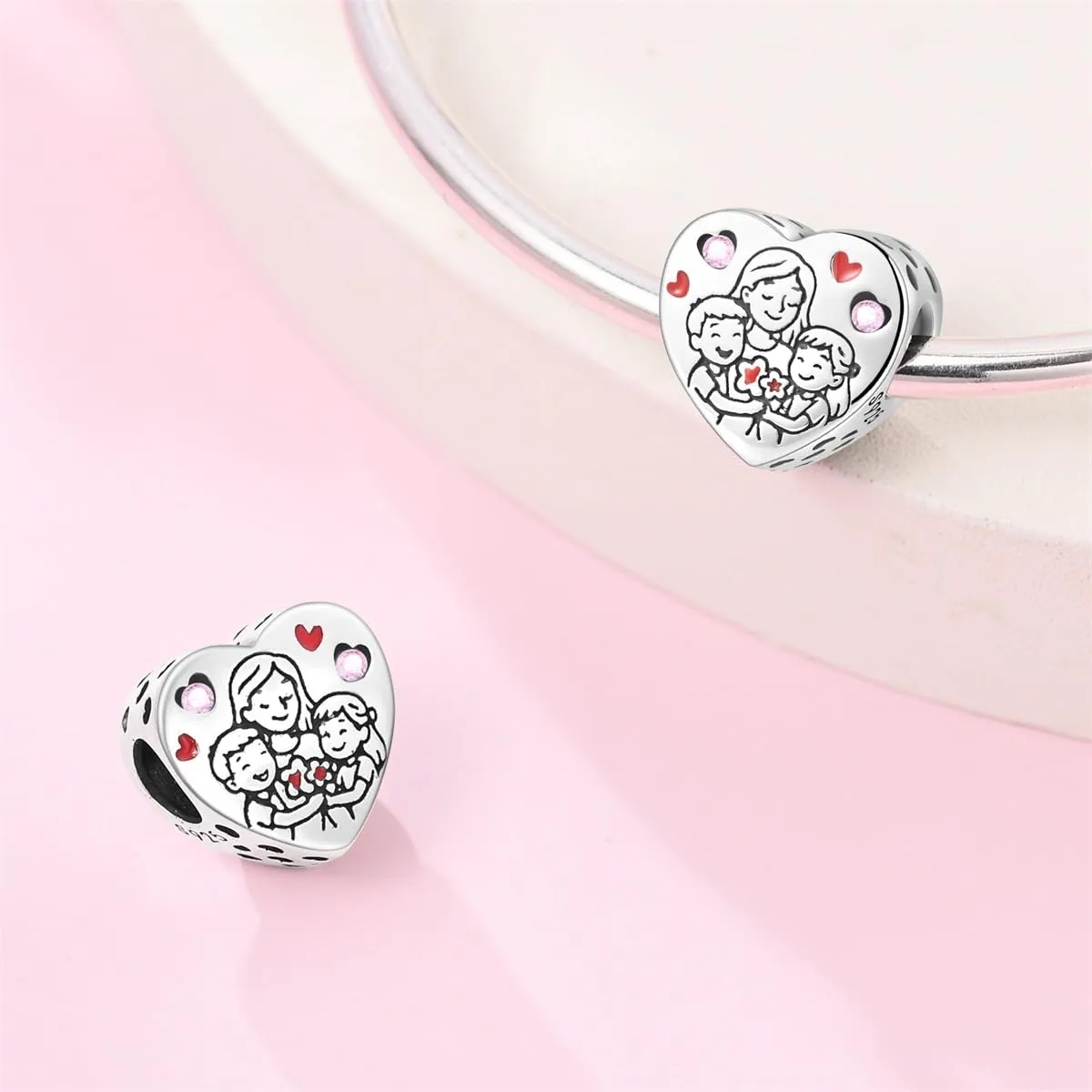 QIKAOLA Ciondolo Bead Charm Perline in argento sterling S925 per bracciali e collane europee per donne - immagine 3