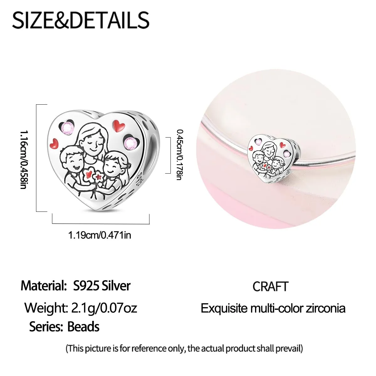 QIKAOLA Ciondolo Bead Charm Perline in argento sterling S925 per bracciali e collane europee per donne - immagine 5