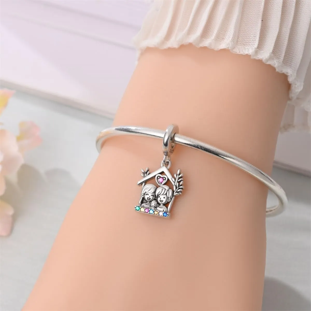 QIKAOLA Ciondolo Bead Charm Perline in argento sterling S925 per bracciali e collane europee per donne - immagine 2