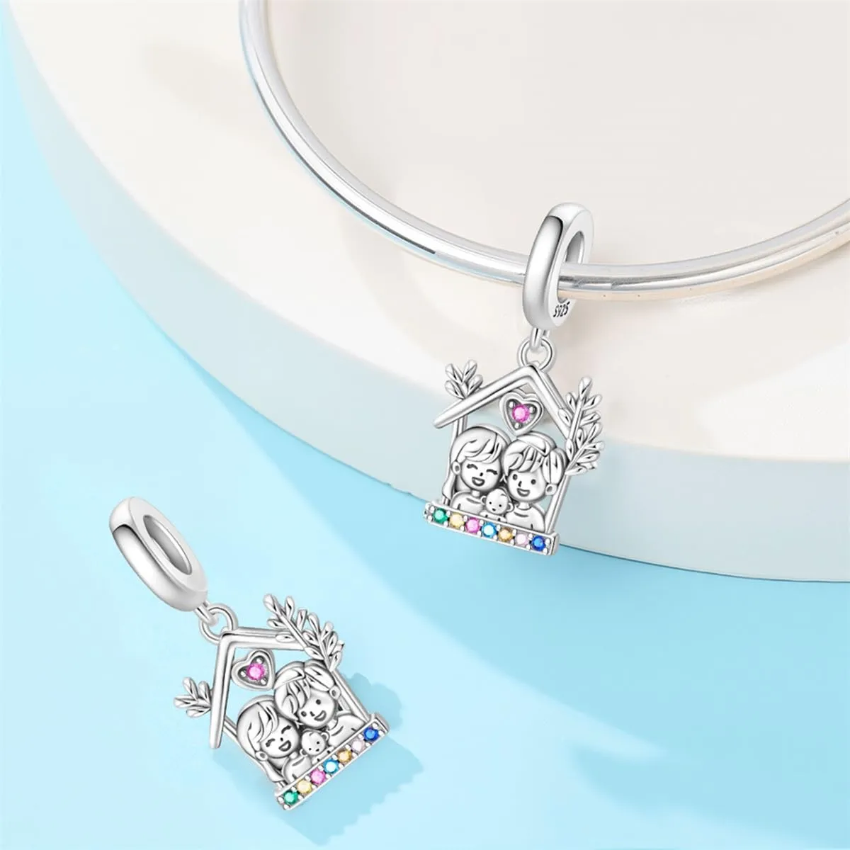 QIKAOLA Ciondolo Bead Charm Perline in argento sterling S925 per bracciali e collane europee per donne - immagine 3